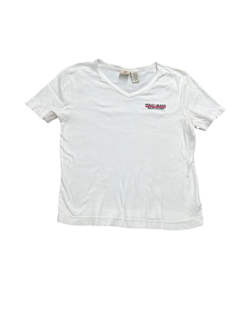Polo Jeans Ralph Lauren Baby Tee White V-Neck Women’s Large Y2K - Picture 2 of 6
